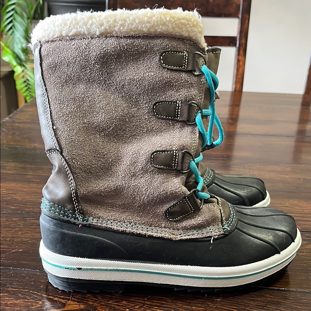 Thermite kids brown and black with blue accents Insulated Rain & Snow Boots